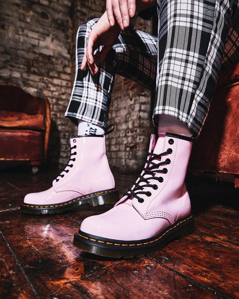 Women's Dr Martens 1460 Patent Leather Lace Up Boots Pink | AU 194QMA